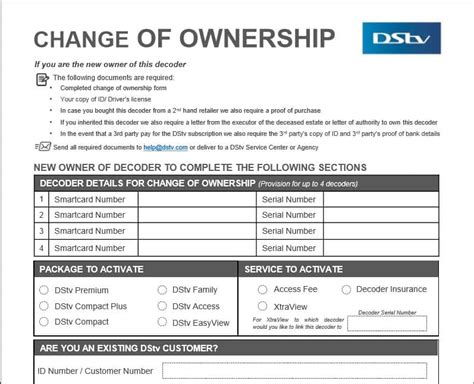 change ownership of dstv online